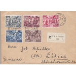 1951 Vaticano , serie Calcedonia n° 149/153 su lettera Raccomandata