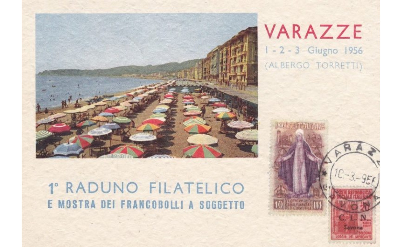 1956 Repubblica, I° raduno Filatelico di Varazze