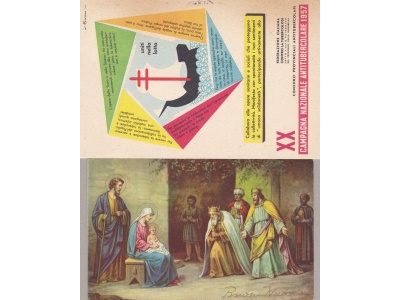 1957 Repubblica - ANTITUBERCOLARE 2 cartoline affrancate con erinnofili Lire 10