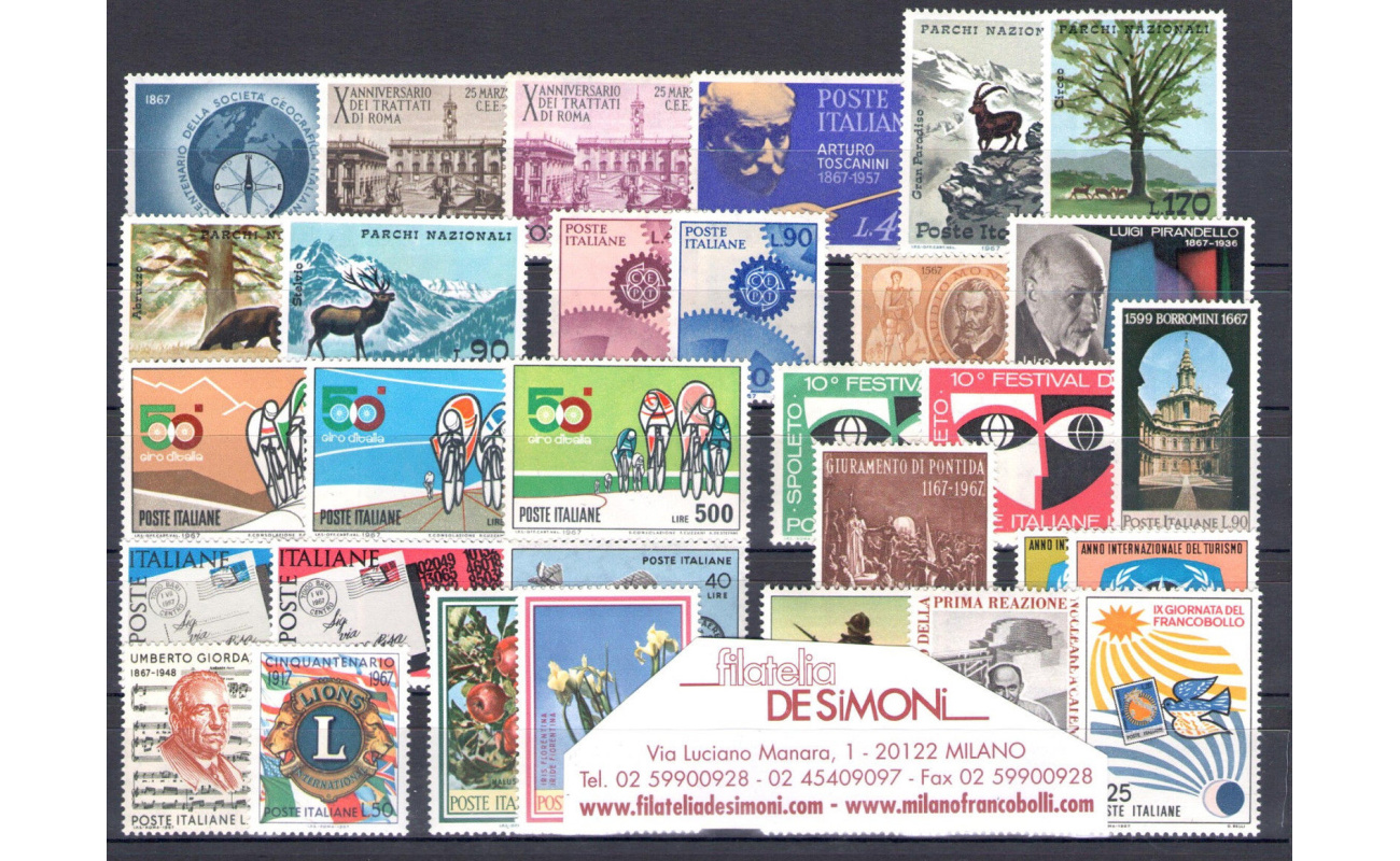 1967 Italia Repubblica, francobolli nuovi, Annata completa 31 valori - MNH**