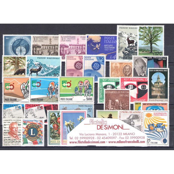 1967 Italia Repubblica, francobolli nuovi, Annata completa 31 valori - MNH**