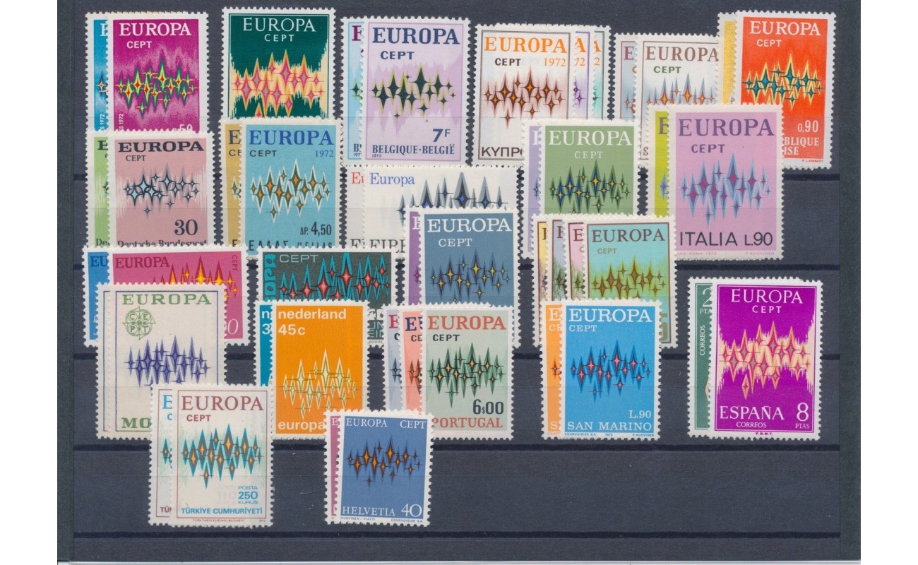1972 EUROPA CEPT , annata completa , francobolli nuovi , 22 paesi 46 valori MNH**