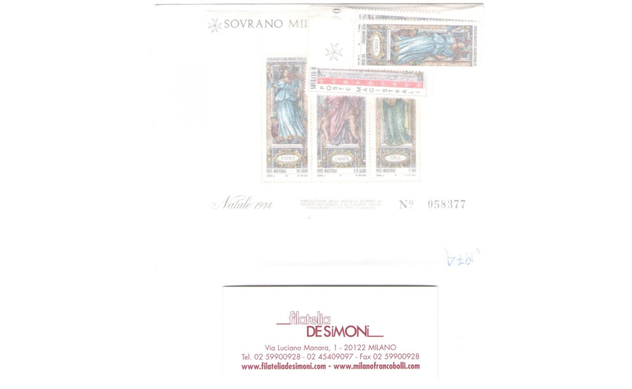 1974  Smom, Annata completa, francobolli nuovi , 13 valori + 1 Foglietto -  MNH**
