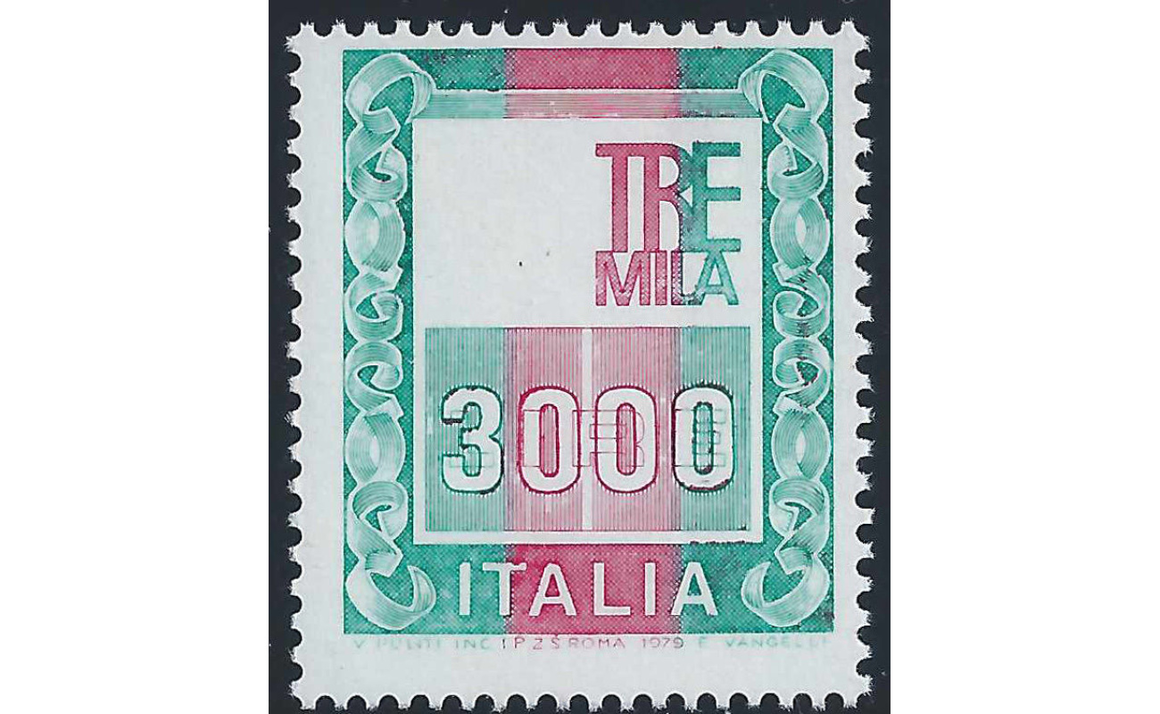 1979 Italia - Repubblica, Alti valori Lire 3.000 VARIETA' SIRACUSANA MANCANTE