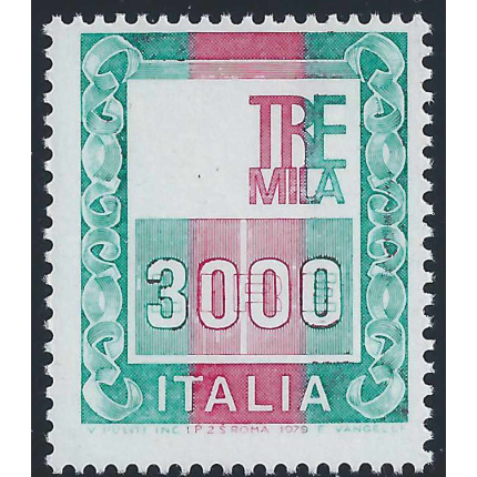 1979 Italia - Repubblica, Alti valori Lire 3.000 VARIETA' SIRACUSANA MANCANTE