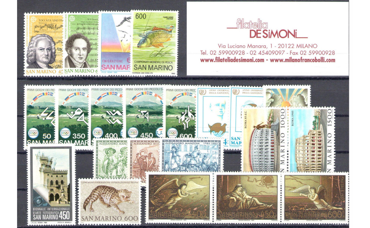 1985 San Marino, Annata Completa , francobolli nuovi 22 valori + 1 Libretto - MNH**
