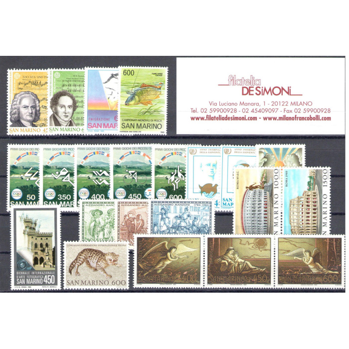 1985 San Marino, Annata Completa , francobolli nuovi 22 valori + 1 Libretto - MNH**