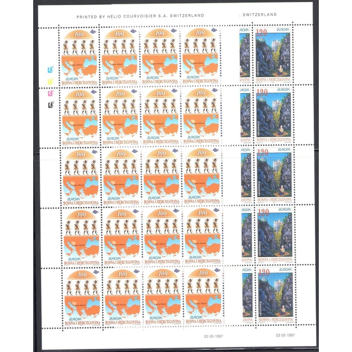 1997 EUROPA CEPT Bosnia Erzegovina 2 Minifogli di 20 valori MNH**