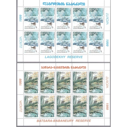 1999 EUROPA CEPT Georgia 2 Minifogli 10 val "Parchi Naturali"  MNH**