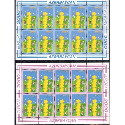 2000 EUROPA CEPT Azerbaigian 2 Minifogli 10 val "Giovani e Futuro" MNH**