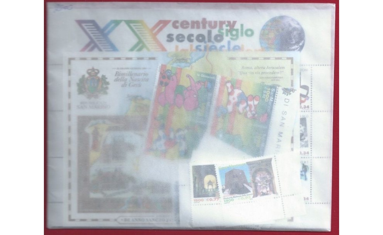 2000 San Marino, francobolli nuovi , Annata Completa 27 valori + 7 Foglietti , MNH** (Compreso il Libretto)
