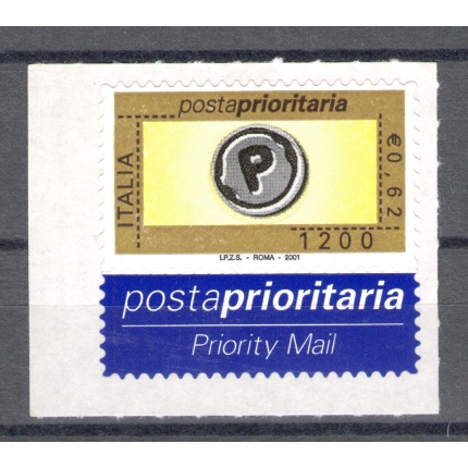 2001 Repubblica Posta Prioritaria 0.62 cent oro nero grigio n° 2566 MNH**