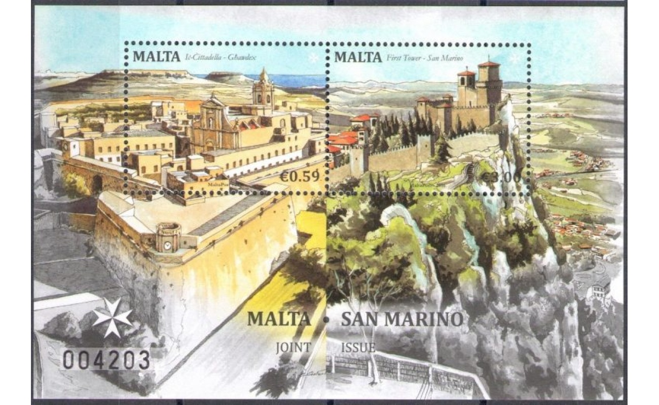 2016 Malta Emissione Congiunta  con San Marino 1 Foglietto MNH **