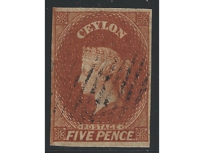 1857 CEYLON - SG n° 5  5d chestnut USED