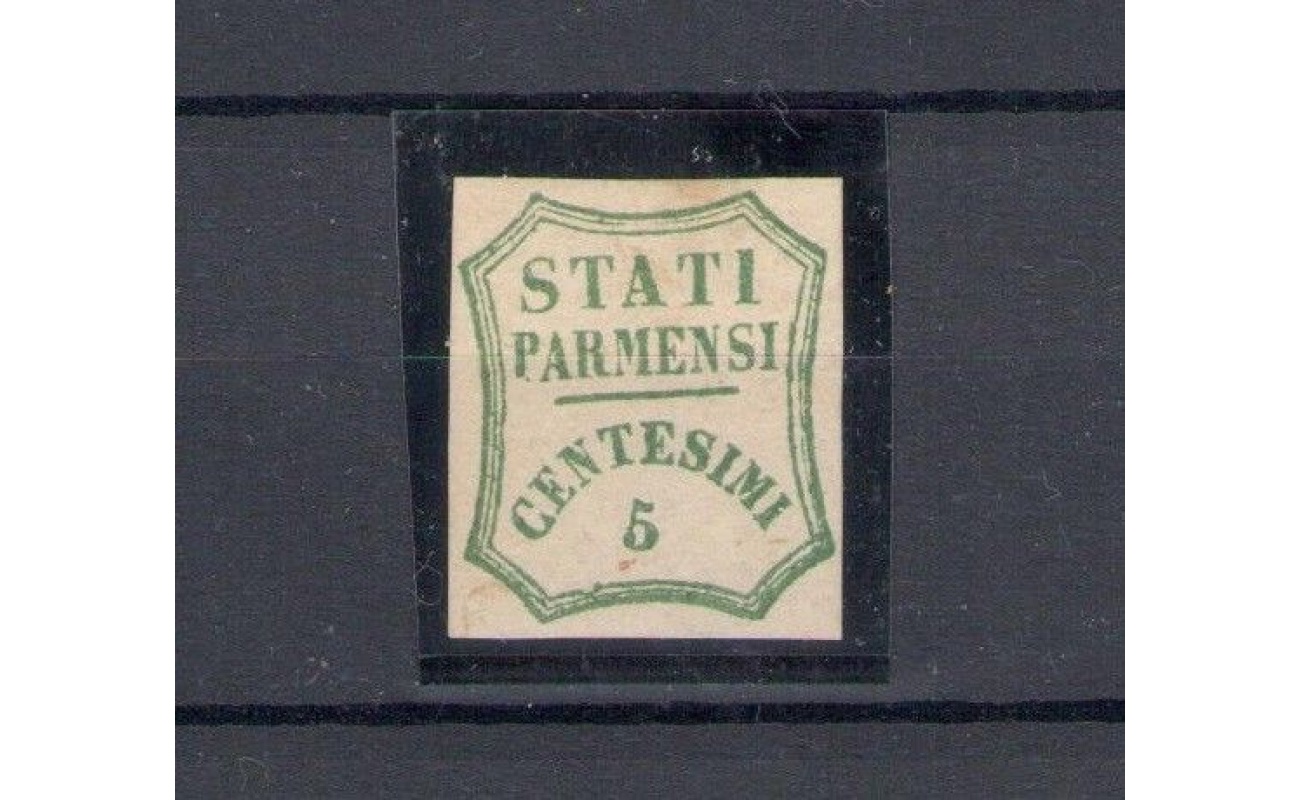 1859 PARMA Governo Provvisorio 5 Cent verde azzurro I composizione n° 12 MLH*
