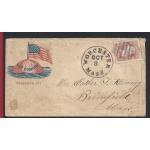 1861 Stati Uniti, n° 22 3 cent. rosa su lettera patriottica