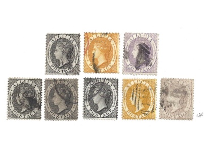 1864-76 ST. LUCIA - Regina Vittoria senza valore  USATI DENTELLATURE VARIE
