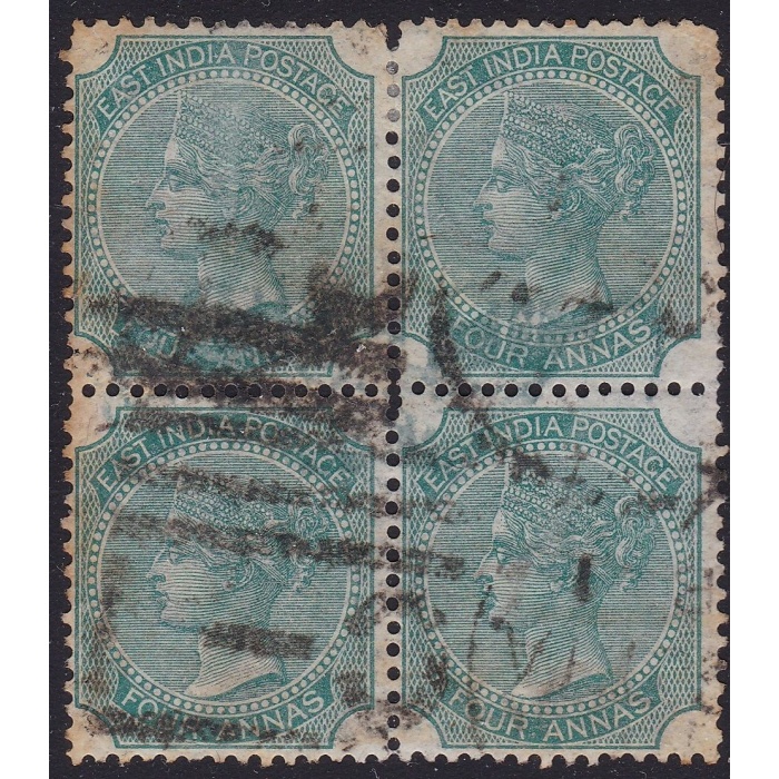 1865 INDIA, SG 64 block of 4 USED