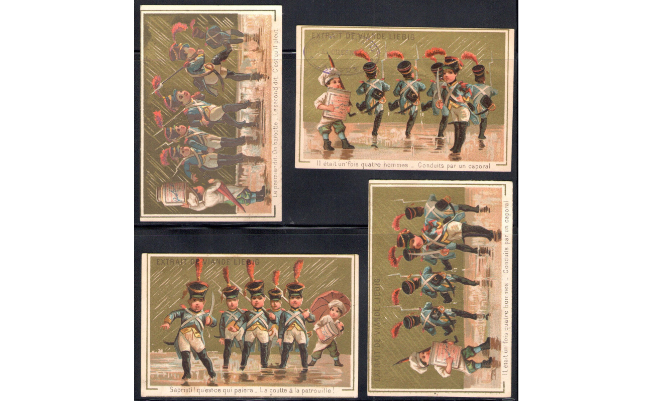 1875-1884 Figurine Liebig Istruzione Militare sotto la Pioggia n° 79 Ed.Francese
