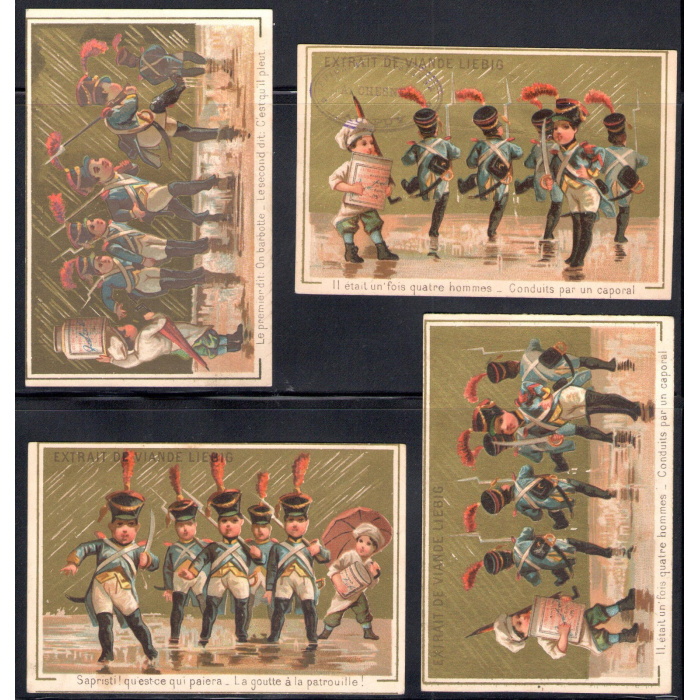 1875-1884 Figurine Liebig Istruzione Militare sotto la Pioggia n° 79 Ed.Francese
