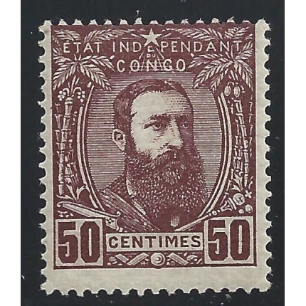 1886 ETAT INDEPENDENT DU CONGO , COB n° 9  50c. bruno-rosso  MLH/*