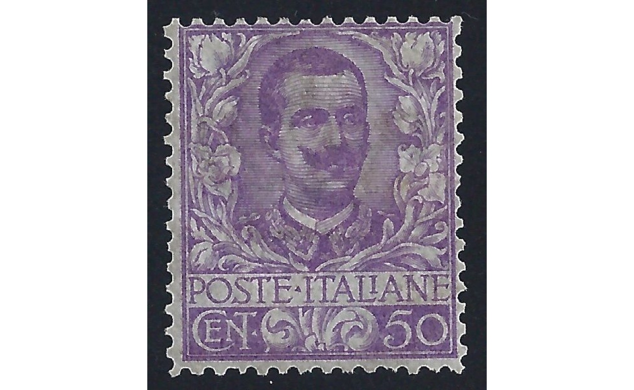 1901 Italia - Regno, n° 76 Floreale 50 cent. MLH* Firma E.Diena