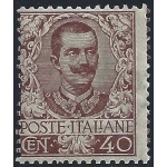 1901 Regno di Italia, Floreale n° 74 , 40 cent bruno , MNH ** - Francobollo nuovo Certificato Enzo Diena -