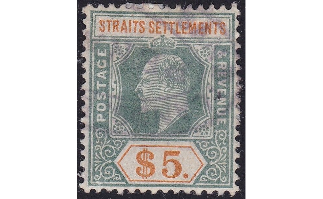 1902 STRAITS SETTLEMENT - n° 121  $5 USED £ 180
