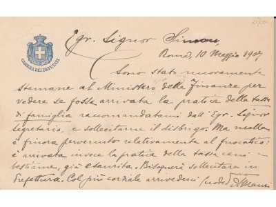 1903 REGNO, Cartolina di Servizio S8 05 Floreale cent.10 rosso