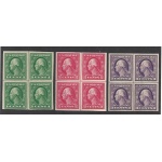1916-17 Stati Uniti, n° 322-324 QUARTINA NON DENTELLATA  MNH/**