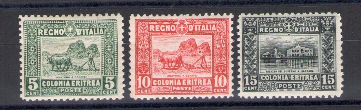 1916 ERITREA, Soggetti Africani n° 129/131 MLH*