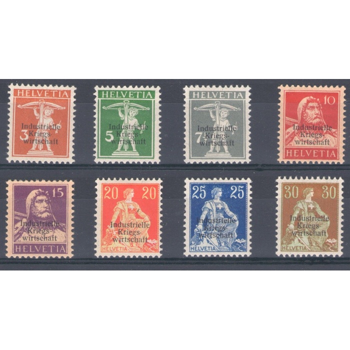 1918 Svizzera Francobolli di Servizio Unificato n° 1-8  8 val  MLH/*