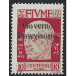1921 Fiume, n° 176c 10 cent. carmin MLH/*  DOPPIA SOVRASTAMPA