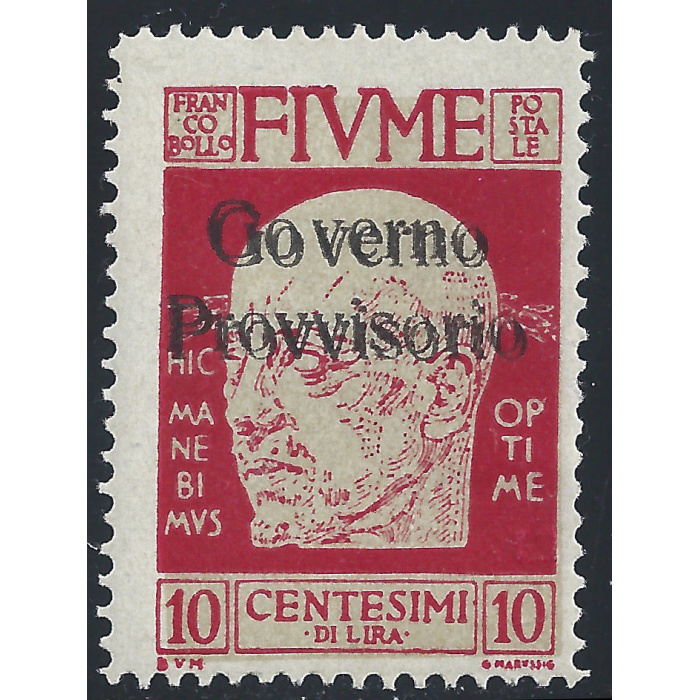 1921 Fiume, n° 176c 10 cent. carmin MLH/*  DOPPIA SOVRASTAMPA