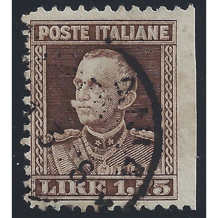 1927 Italia , n. 214g - 1,75 bruno , Usato non dentellato a destra