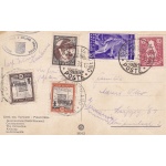 1935 Vaticano , n. 42 + altri valori su cartolina per Leipzig