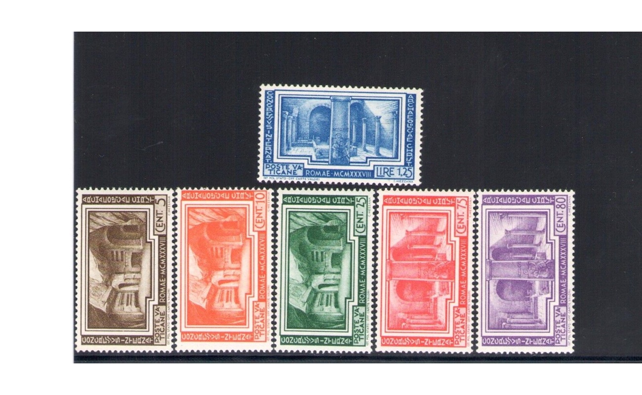 1938 Vaticano, francobolli nuovi , Archeologia 6 val n. 55/60 Centrata  - MNH**