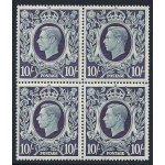 1939 GRAN BRETAGNA/GREAT BRITAIN, n° 226  10 sh. azzurro nero  MNH/** QUARTINA