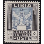1940 LIBIA, n° 163, Vittoria alata , 5 Lire nero e azzurro, MNH** , Firma A.Diena