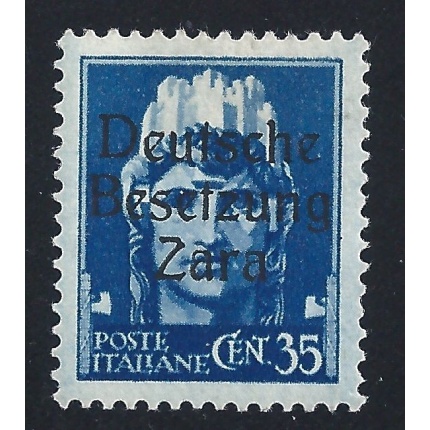 1943 ZARA, n° 7 , 35 cent. azzurro , MLH * LINGUELLATO firma Oliva