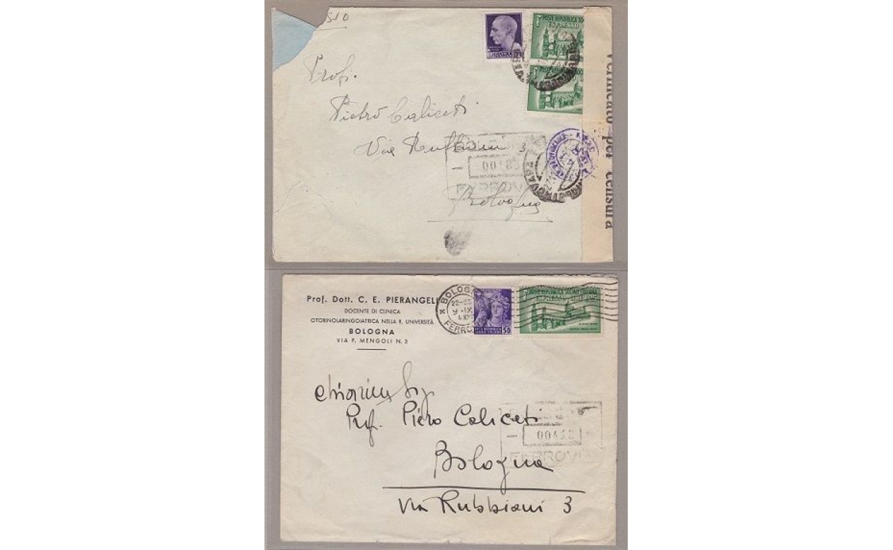 1944 RSI, 2 Lettera con Ex. n° 23 da 1,25 verde in differenti tariffe