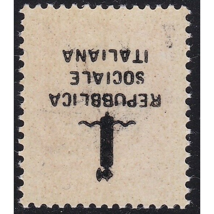 1944 RSI, n° 494l 75 cent. carminio MNH** Soprastampa dritta al verso e capovolta