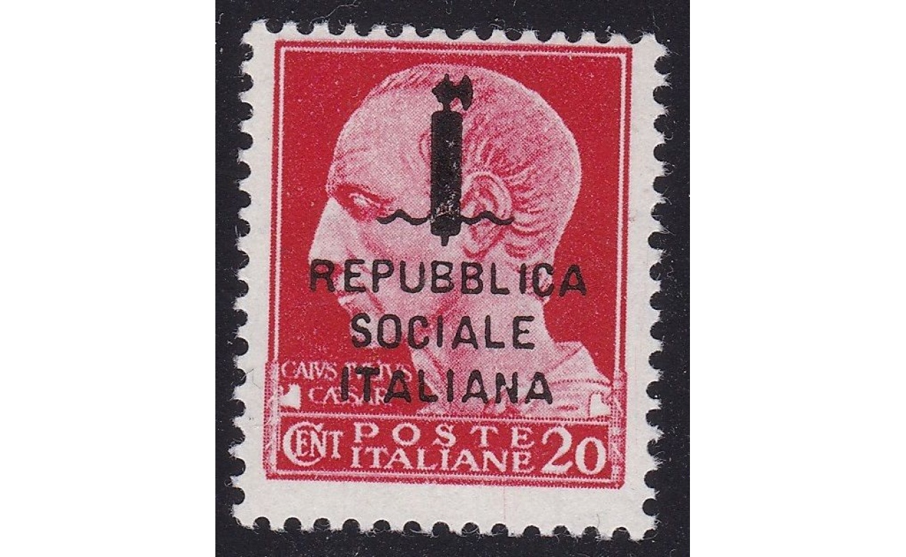 1944 RSI, n° 495/A 20c. carminio MNH/** Firmato Oliva