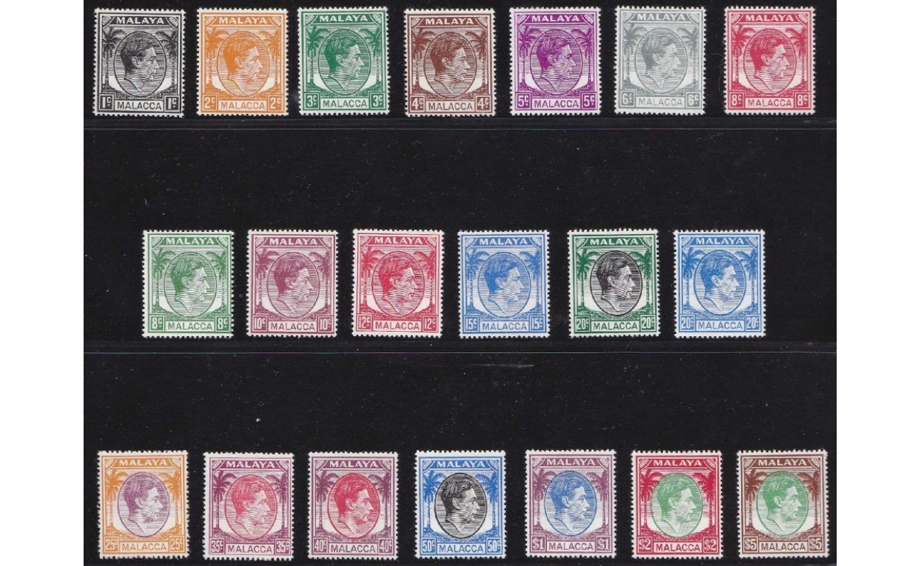 1949-52 MALACCA - Stanley Gibbons n. 3-17 - serie di 20 valori - MNH**