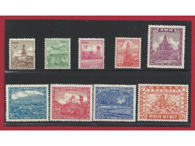 1949 NEPAL, Stanley Gibbons n. 64-72 , Templi Nepalesi - 9 valori - Serie completa - MNH**