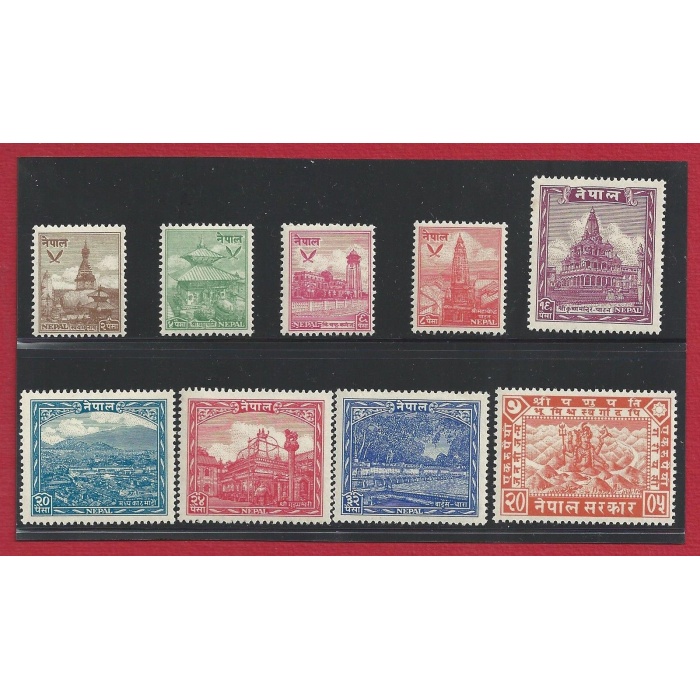 1949 NEPAL, Stanley Gibbons n. 64-72 , Templi Nepalesi - 9 valori - Serie completa - MNH**