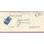 1950  n° 619  su Manoscritto Raccomandato da Torino a Villafranca