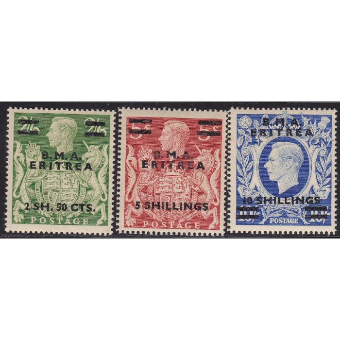 1951 ERITREA Occ. Inglese, n° 11/13  3 alti valori   MNH/**