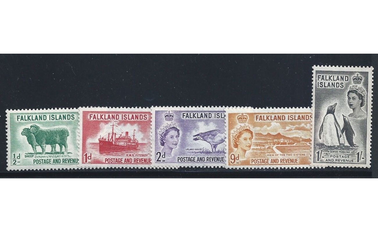 1955-57 FALKLAND ISLANDS - SG 187/192 5 valori  MNH**