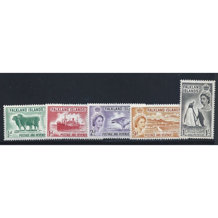 1955-57 FALKLAND ISLANDS - SG 187/192 5 valori  MNH**